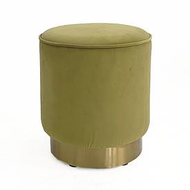 Acid Yellow Velvet on Brass Base Circ Foot Stool