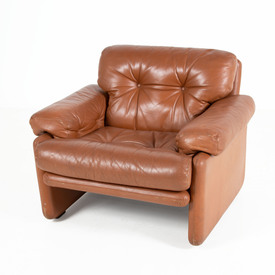B & B Tan Button Leather Coronado Armchair 