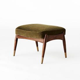 Olive Green Velvet / Stained Birch Wood Frame with Brass