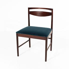 Danish Rosewood & Teal Velvet Dining Chair 