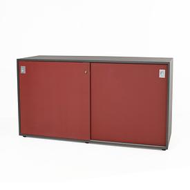 Graphite & Red 2 Sliding Door Neesh Cupboard 