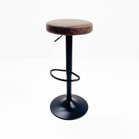 Brown Stitched Edge / Black Adj Base Circ Barstool