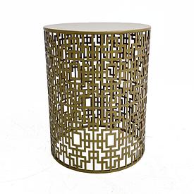 Gold Oriental Openwork Metal Circ Side Table