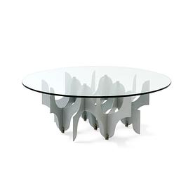 Clear Glass / Silver Abstract Base MPF Tavolino Coffee Table