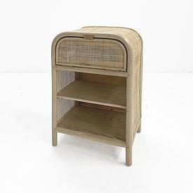 Rattan Drop Front & Open Shelf Nevada Curved Top Bedside Cabinet