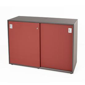 Graphite & Red 2 Sliding Door Neesh Cupboard 