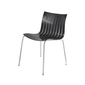 Slatted Black Lacquer MPF "Airy" Dining Chair on Chrome Legs