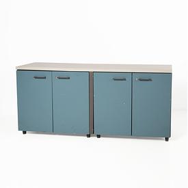 Blue 4 Door Pale Grey Top Neesh Cupboard 