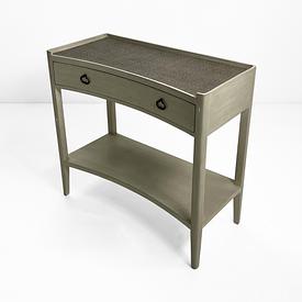 Soaped Oak Curved 1 Drawer Woven Effect Top Console Table with Undershelf 