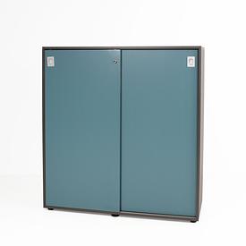 Graphite & Pale Blue 2 Sliding Door Neesh Cupboard 