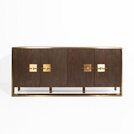 Dark Oak / Gold Trim & Handles / Skid Base Sideboard