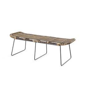 Rattan, Wood & Metal Leg MPF Bench