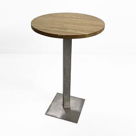 Oak Circ Top / Square Steel Base Poser Table 