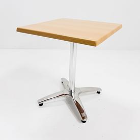 Square Faux Oak Top Chrome 4 Prong Base Cafe Table 