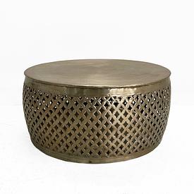 Beaten Gold Metallic Boho Moroccan Circ Coffee Table