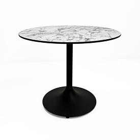 White & Grey Faux Marble / Black Base Circ Cafe Table