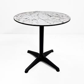 White & Grey Faux Marble / Black Base Circ Cafe Table