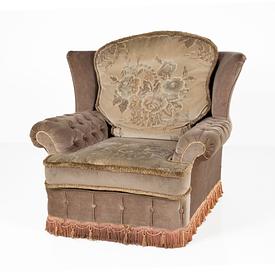 70'S Mink Patterned Velour  Armchair 
